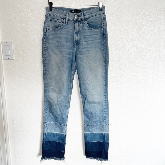 3x1 Denim - 3X1 NYC Colorblock Shelter Raw Hem Straight Leg Jeans